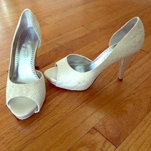 White lace stilettos