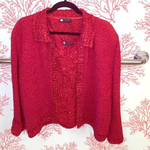 Carole little tank and jacket set in red.