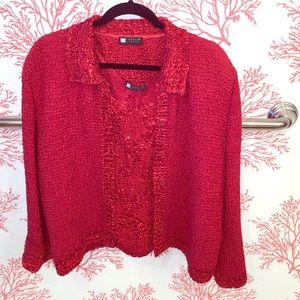 Carole little tank and jacket set in red.