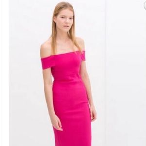 ZARA midi bodycon off the shoulder dress