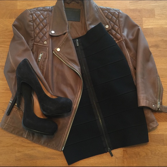 BCBGMAXAZRIA JOSEY ZIPPER FRONT SKIRT