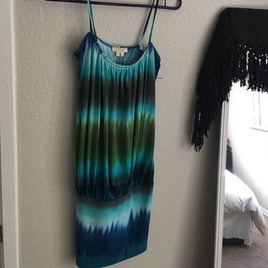 Green/blue mini dress