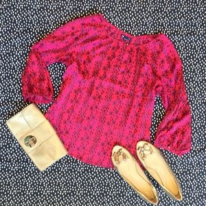 {Gap} Red and Black Silky Blouse