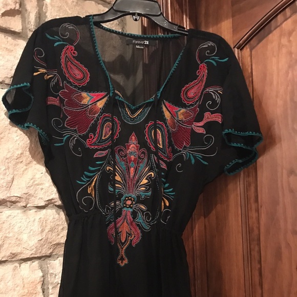 Forever 21 sheer embroidered shirt