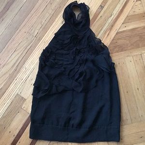Karen Millen silk black ruffle halter top NWT