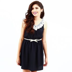 Navy blue vintage inspired dress. Mod Cloth style.