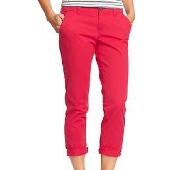 Old Navy Pop-Color Ruby Pink Boyfriend Khakis - Picture 4 of 4