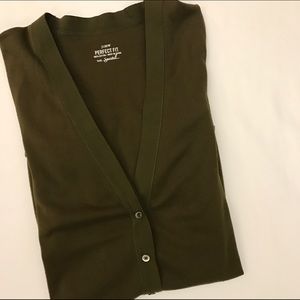 J. CREW Olive Mixed-Tape Cardigan