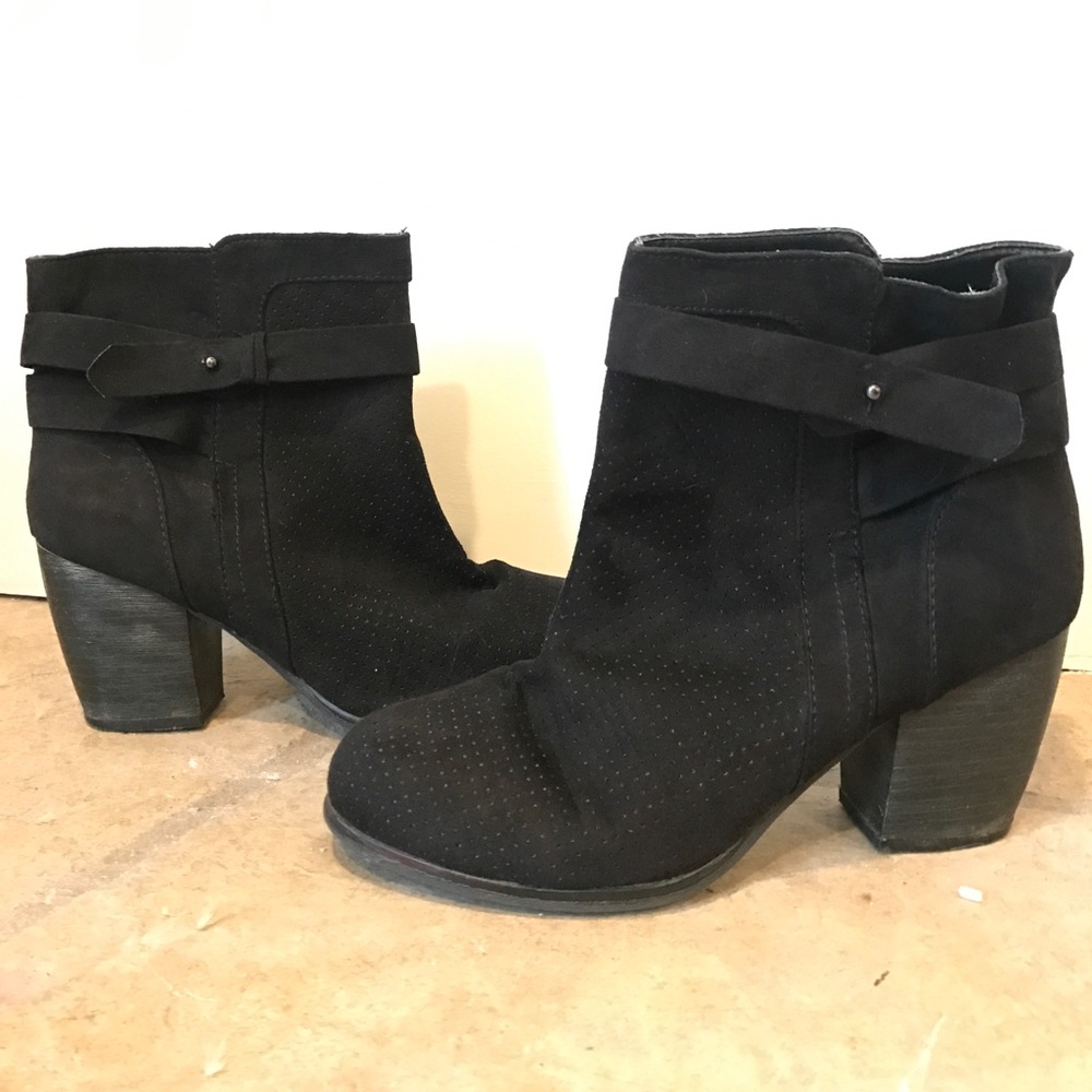 Black suede ankle boots