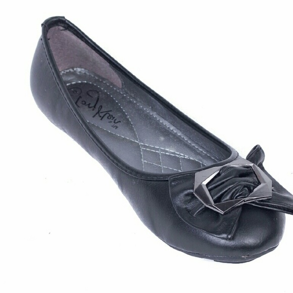 Tory K Shoes - Women Flower Buckle Ballet Flats b-1610, Black