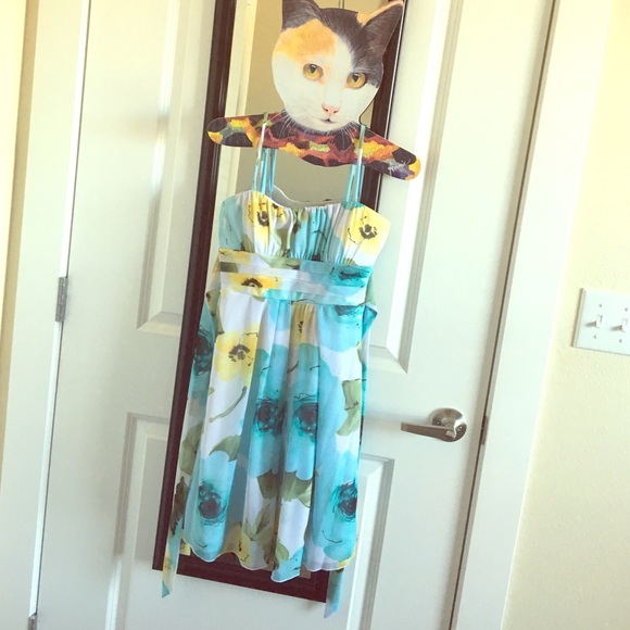 Yellow and blue floral dress XS