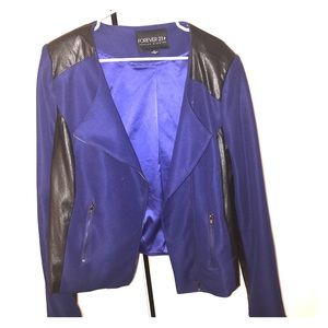Blue and black moto jacket