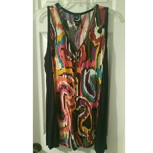 Bold abstract flowy sleeveless tunic