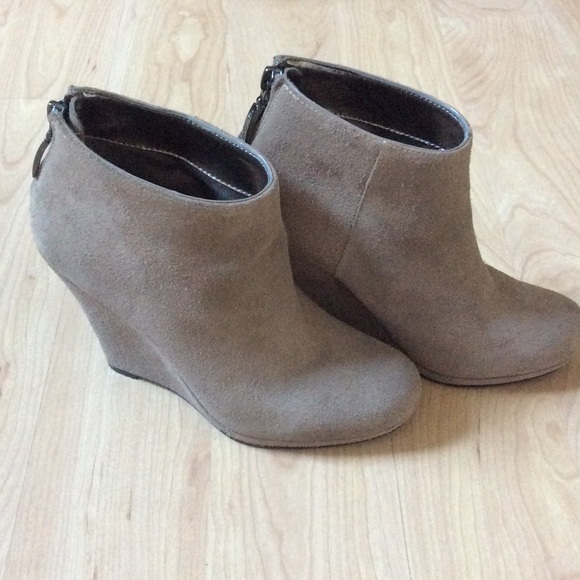DKNY Suede Wedge Booties