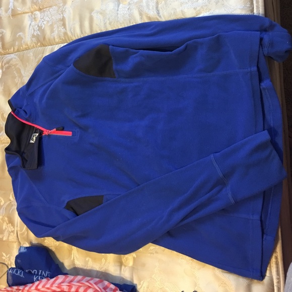 Blue pullover.