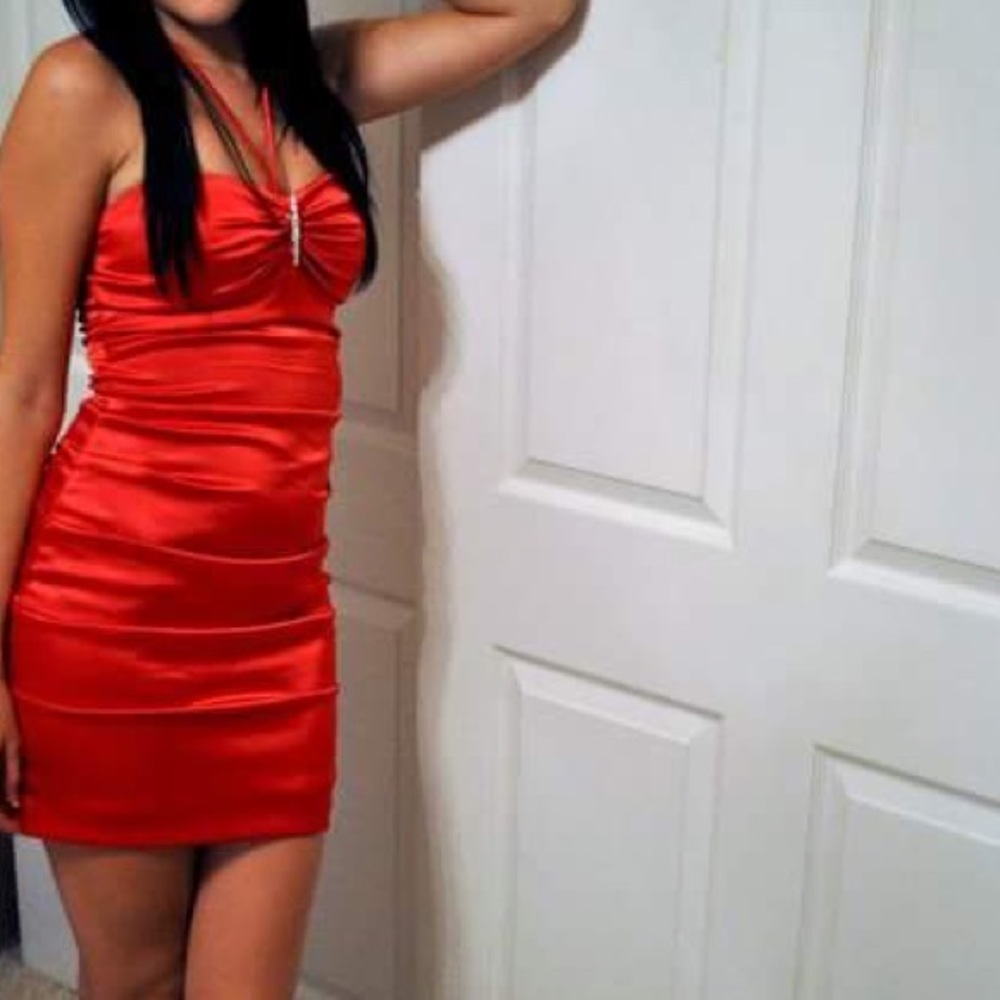 Red satin mini dress - Size 3/4