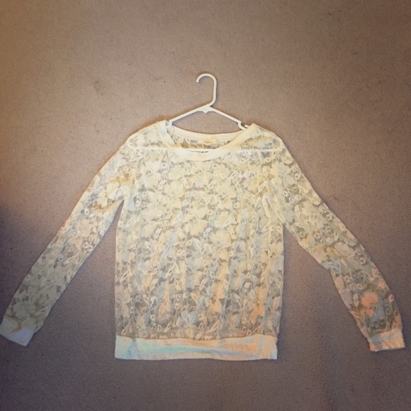 A long sleeve white lace top