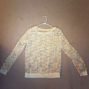 A long sleeve white lace top