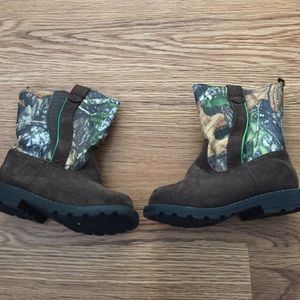 Cute pair of toddler boys camo cowboy boots.
