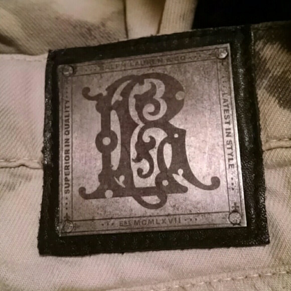 Ralph Lauren Rare tan black distressed jeans 0 2 - Picture 2 of 4