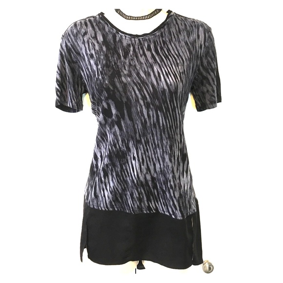 Elie Tahari EUC tshirt with sheer hi-low peplum XS