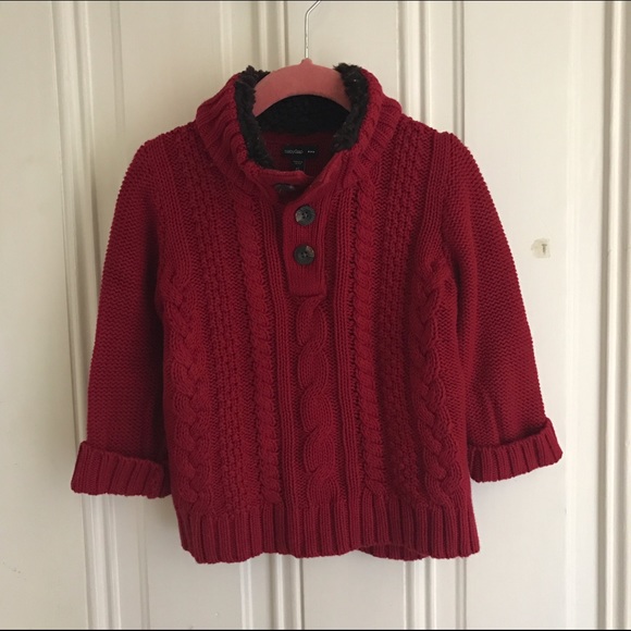 Baby Gap Red Cable Mockneck Sweater