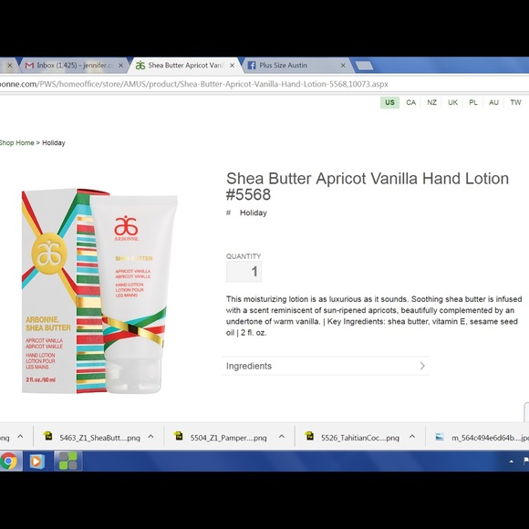 Arbonne Shea Butter Apricot Vanilla Hand Lotion - Picture 2 of 2