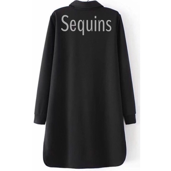 BLACK SEQUIN RUFFLE TUNIC - Picture 3 of 3