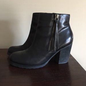 Black leather everyday booties.  Size 10 Nice