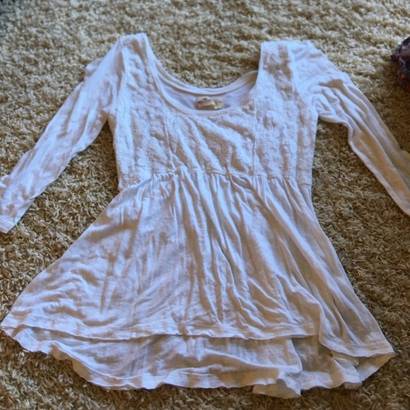 Hollister white long sleeve baby doll top