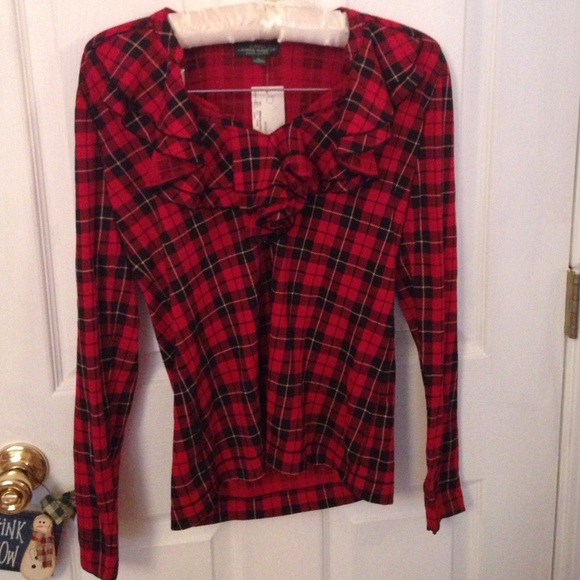 Lauren Ralph Lauren frilled plaid top