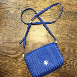 Tory burch jelly blue seamed leather cross body