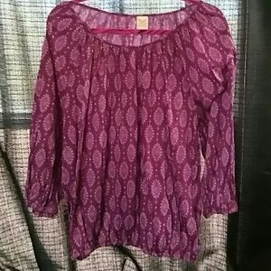 Plum and cream boho crinkle top size XXL 20