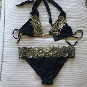 Sexy Black and Gold Bikini