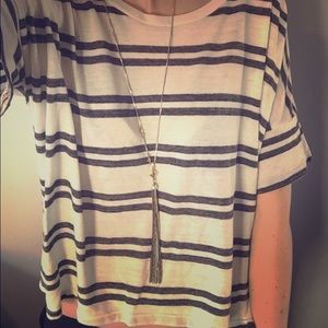 Striped Hi Low Jegging Tee Shirt Oversized