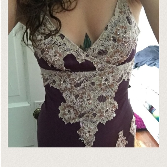 Cache Purple Lace Gown