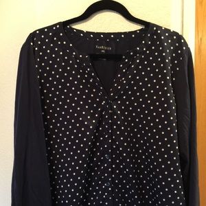 Navy Blue w/ Polka Dot Van Heusen Blouse (XXL)