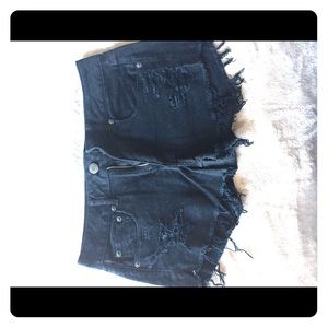 Black denim distressed shorts SZ 3