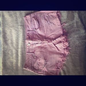 🌹 Rose colored distressed denim shorts SZ 3🌹