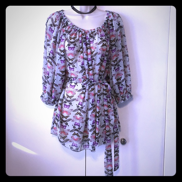 Adrienne Vittadini butterfly blouse M