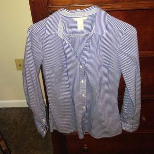 Blue striped collared shirt