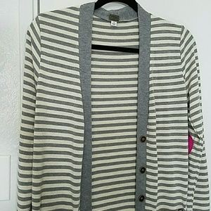 Cardigan grey and beige stripes size medium