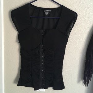 Black corset-like top