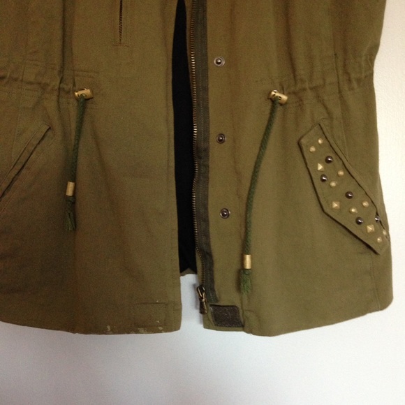 Jackets & Coats Studded Army Green Parka Vest Poshmark