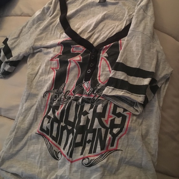 Fox Riders Disressed Baseball slub tshirt