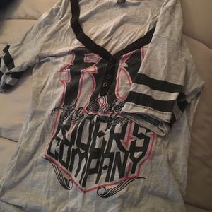 Fox Riders Disressed Baseball slub tshirt