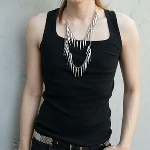 Hot Topic Accessories - Silver Spike Necklace Layered Tiered Punk Unisex Hot Topic Accessories - Silver Spike Necklace Layered Tiered Punk Unisex