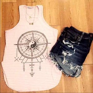 Pink tank with dream catcher graphic