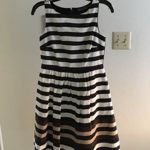 Black, cream and brown stripe dress
