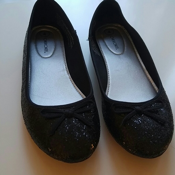 Black Glitter Flats